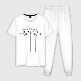 Мужская пижама хлопок с принтом Зомби коты , 100% хлопок | брюки и футболка прямого кроя, без карманов, на брюках мягкая резинка на поясе и по низу штанин
 | животные | зомби коты | коты | коты мертвецы | котята | кошки