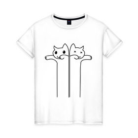 Женская футболка хлопок с принтом Зомби коты , 100% хлопок | прямой крой, круглый вырез горловины, длина до линии бедер, слегка спущенное плечо | животные | зомби коты | коты | коты мертвецы | котята | кошки