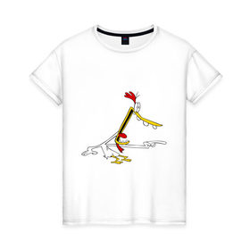 Женская футболка хлопок с принтом Курица (2) , 100% хлопок | прямой крой, круглый вырез горловины, длина до линии бедер, слегка спущенное плечо | cow and chicken | cow and chiken | корова