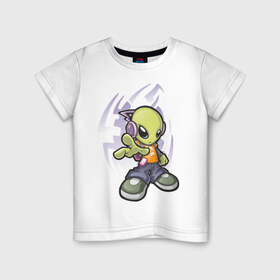 Детская футболка хлопок с принтом Инопланетянин (5) , 100% хлопок | круглый вырез горловины, полуприлегающий силуэт, длина до линии бедер | alien | гуманоид | инопланетянин | летающая тарелка | нло | пришельцы