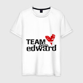 Мужская футболка хлопок с принтом Team edward , 100% хлопок | прямой крой, круглый вырез горловины, длина до линии бедер, слегка спущенное плечо. | new moon | twilight | затмение | новолуние | сага | сумерки | эдвард