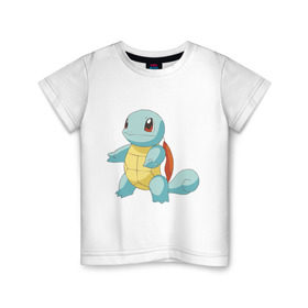 Детская футболка хлопок с принтом Покемон Сквиртл , 100% хлопок | круглый вырез горловины, полуприлегающий силуэт, длина до линии бедер | pokemon | покемон | сквиртл
