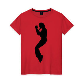 Женская футболка хлопок с принтом Поп-король Майкл Джексон , 100% хлопок | прямой крой, круглый вырез горловины, длина до линии бедер, слегка спущенное плечо | michael jackson | короь | легенда | майкл джексон | поп