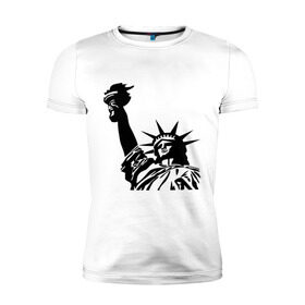 Мужская футболка премиум с принтом Статуя свободы , 92% хлопок, 8% лайкра | приталенный силуэт, круглый вырез ворота, длина до линии бедра, короткий рукав | freedom | америка | символ америки | статуя | статуя свободы | статуя свободы в ny.штаты | сша