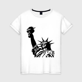 Женская футболка хлопок с принтом Статуя свободы , 100% хлопок | прямой крой, круглый вырез горловины, длина до линии бедер, слегка спущенное плечо | freedom | америка | символ америки | статуя | статуя свободы | статуя свободы в ny.штаты | сша