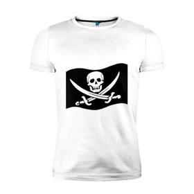 Мужская футболка премиум с принтом Веселый Роджер (пират) , 92% хлопок, 8% лайкра | приталенный силуэт, круглый вырез ворота, длина до линии бедра, короткий рукав | пират