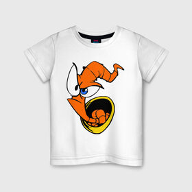 Детская футболка хлопок с принтом Червяк Джим (Earthworm jimm) , 100% хлопок | круглый вырез горловины, полуприлегающий силуэт, длина до линии бедер | червяк джим. главный герой мультика 