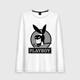 Мужской лонгслив хлопок с принтом Playboy (Человек-кролик) , 100% хлопок |  | кролик | плейбой | плэйбой | символа playboy человек кролик. rabbitman.playboy