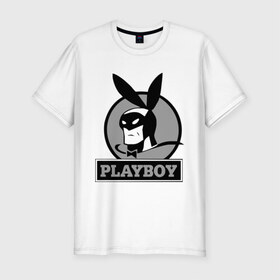 Мужская футболка премиум с принтом Playboy (Человек-кролик) , 92% хлопок, 8% лайкра | приталенный силуэт, круглый вырез ворота, длина до линии бедра, короткий рукав | кролик | плейбой | плэйбой | символа playboy человек кролик. rabbitman.playboy