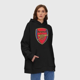 Худи SuperOversize хлопок с принтом FA Premier League. Arsenal FC. , 70% хлопок, 30% полиэстер, мягкий начес внутри | карман-кенгуру, эластичная резинка на манжетах и по нижней кромке, двухслойный капюшон
 | арсенал