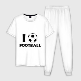 Мужская пижама хлопок с принтом I love football , 100% хлопок | брюки и футболка прямого кроя, без карманов, на брюках мягкая резинка на поясе и по низу штанин
 | footall | мяч | я люблю футбол