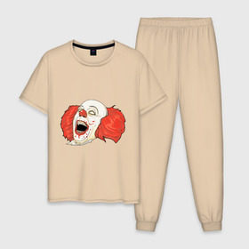 Мужская пижама хлопок с принтом Evil Clown , 100% хлопок | брюки и футболка прямого кроя, без карманов, на брюках мягкая резинка на поясе и по низу штанин
 | evil clown | злой клоун | клоун