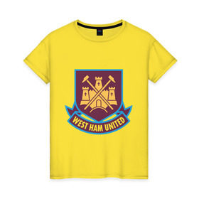 Женская футболка хлопок с принтом FA Premier League-West Ham United , 100% хлопок | прямой крой, круглый вырез горловины, длина до линии бедер, слегка спущенное плечо | fa premier league | евро 2012 | футбол