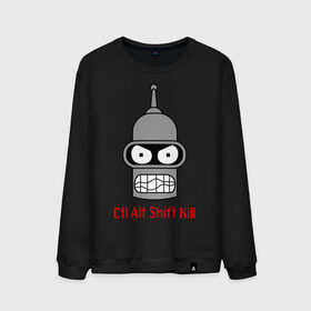 Мужской свитшот хлопок с принтом Ctrl Alt Shift Kill (Бендер) , 100% хлопок |  | bender | futurama | бендер | футурама