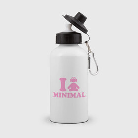 Бутылка спортивная с принтом I love Minimal (2) , металл | емкость — 500 мл, в комплекте две пластиковые крышки и карабин для крепления | i love | minimal | минимал | я люблю