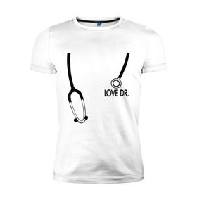 Мужская футболка премиум с принтом Love Dr. House , 92% хлопок, 8% лайкра | приталенный силуэт, круглый вырез ворота, длина до линии бедра, короткий рукав | house | house md | доктор хауз | доктор хаус | фонендоскоп | хаус | хью лори