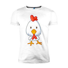 Мужская футболка премиум с принтом Цыплёнок (2) , 92% хлопок, 8% лайкра | приталенный силуэт, круглый вырез ворота, длина до линии бедра, короткий рукав | животные | курица | птенец | птенчик | цыпа | цыпленок | цыплята