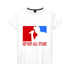 Женская футболка хлопок с принтом Hip-hop all stars , 100% хлопок | прямой крой, круглый вырез горловины, длина до линии бедер, слегка спущенное плечо | хип хоп