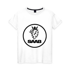 Женская футболка хлопок с принтом Saab (2) , 100% хлопок | прямой крой, круглый вырез горловины, длина до линии бедер, слегка спущенное плечо | honda | saab | авто | автомобиль | машины | сааб | тачки | хонда