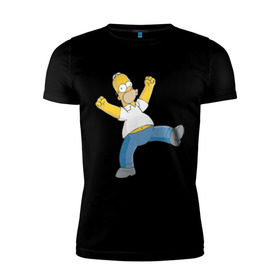 Мужская футболка премиум с принтом Гомер симпсон , 92% хлопок, 8% лайкра | приталенный силуэт, круглый вырез ворота, длина до линии бедра, короткий рукав | Тематика изображения на принте: гомер