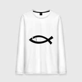Мужской лонгслив хлопок с принтом Христианская рыбка , 100% хлопок |  | рыба | рыбка   символ христианства.баптисты | христианство