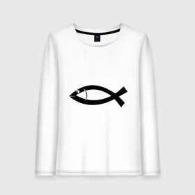 Женский лонгслив хлопок с принтом Христианская рыбка , 100% хлопок |  | рыба | рыбка   символ христианства.баптисты | христианство
