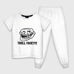 Детская пижама хлопок с принтом Troll face , 100% хлопок |  брюки и футболка прямого кроя, без карманов, на брюках мягкая резинка на поясе и по низу штанин
 | Тематика изображения на принте: troll | trollface | лицо | тролль | троль