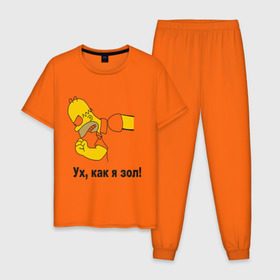Мужская пижама хлопок с принтом Злой Гомер симпсон , 100% хлопок | брюки и футболка прямого кроя, без карманов, на брюках мягкая резинка на поясе и по низу штанин
 | гомер