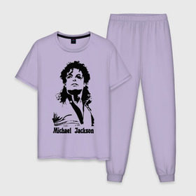 Мужская пижама хлопок с принтом Michael Jackson , 100% хлопок | брюки и футболка прямого кроя, без карманов, на брюках мягкая резинка на поясе и по низу штанин
 | jackson | michael | pop | джексон | майкл | майкл джексон | поп