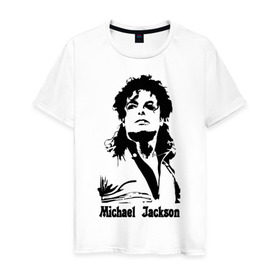 Мужская футболка хлопок с принтом Michael Jackson , 100% хлопок | прямой крой, круглый вырез горловины, длина до линии бедер, слегка спущенное плечо. | Тематика изображения на принте: jackson | michael | pop | джексон | майкл | майкл джексон | поп