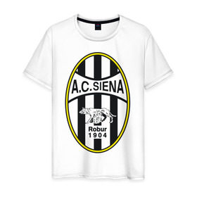 Мужская футболка хлопок с принтом Italian Serie A. AC Siena , 100% хлопок | прямой крой, круглый вырез горловины, длина до линии бедер, слегка спущенное плечо. | 