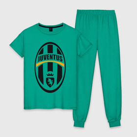Женская пижама хлопок с принтом Italian Serie A. Juventus FC , 100% хлопок | брюки и футболка прямого кроя, без карманов, на брюках мягкая резинка на поясе и по низу штанин | фк | ювентус