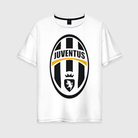 Женская футболка хлопок Oversize с принтом Italian Serie A Juventus FC , 100% хлопок | свободный крой, круглый ворот, спущенный рукав, длина до линии бедер
 | фк | ювентус