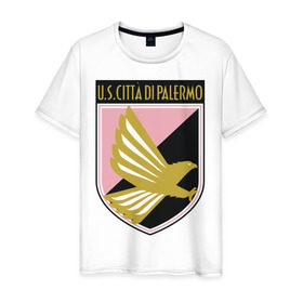 Мужская футболка хлопок с принтом Italian Serie A. US Citta di Palermo , 100% хлопок | прямой крой, круглый вырез горловины, длина до линии бедер, слегка спущенное плечо. | citta di palermo | us citta di palermo | гита де палермо | евро 2012 | италия | италия футбол | палермо