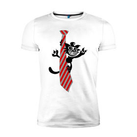 Мужская футболка премиум с принтом Галстук с котиком , 92% хлопок, 8% лайкра | приталенный силуэт, круглый вырез ворота, длина до линии бедра, короткий рукав | галстук | кот | котик | котэ | кошак | кошка