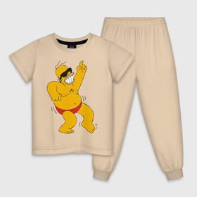 Детская пижама хлопок с принтом Гомер симпсон танцует , 100% хлопок |  брюки и футболка прямого кроя, без карманов, на брюках мягкая резинка на поясе и по низу штанин
 | Тематика изображения на принте: гомер
