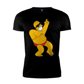 Мужская футболка премиум с принтом Гомер симпсон танцует , 92% хлопок, 8% лайкра | приталенный силуэт, круглый вырез ворота, длина до линии бедра, короткий рукав | Тематика изображения на принте: гомер