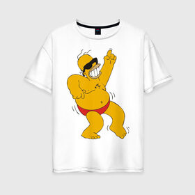 Женская футболка хлопок Oversize с принтом Гомер симпсон танцует , 100% хлопок | свободный крой, круглый ворот, спущенный рукав, длина до линии бедер
 | Тематика изображения на принте: гомер