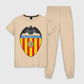 Женская пижама хлопок с принтом Spanish Primera. Valencia FC , 100% хлопок | брюки и футболка прямого кроя, без карманов, на брюках мягкая резинка на поясе и по низу штанин | valencia | valencia fc | валенсия | евро 2012 | испания | сборная испании | фк | футбольный клуб