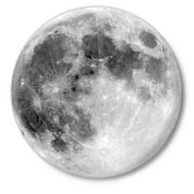 Значок с принтом Луна ,  металл | круглая форма, металлическая застежка в виде булавки | moon | луна | месяц | ночное небо | полнолуние