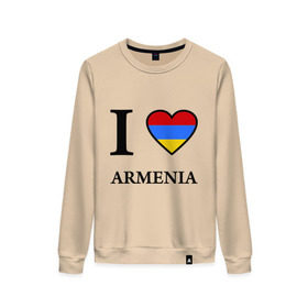Женский свитшот хлопок с принтом I love Armenia , 100% хлопок | прямой крой, круглый вырез, на манжетах и по низу широкая трикотажная резинка  | armenia | армению | армения | армяне | армянин | ереван | люблю | флаг