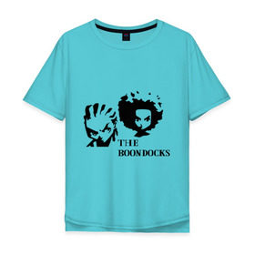 Мужская футболка хлопок Oversize с принтом Гетто (The Boondocks) , 100% хлопок | свободный крой, круглый ворот, “спинка” длиннее передней части | 2x2 | boondocks | ghetto | tv | бундокс | гетто | мультик | мультфильмы | тв