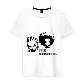 Мужская футболка хлопок с принтом Гетто (The Boondocks) , 100% хлопок | прямой крой, круглый вырез горловины, длина до линии бедер, слегка спущенное плечо. | 2x2 | boondocks | ghetto | tv | бундокс | гетто | мультик | мультфильмы | тв