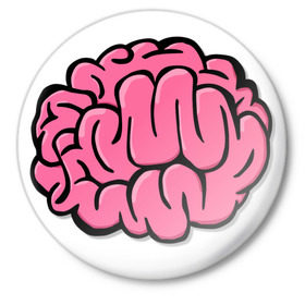 Значок с принтом Мозг ,  металл | круглая форма, металлическая застежка в виде булавки | brain | мозг | мозги