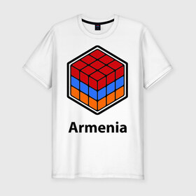 Мужская футболка премиум с принтом Кубик – Армения , 92% хлопок, 8% лайкра | приталенный силуэт, круглый вырез ворота, длина до линии бедра, короткий рукав | армения | армяне | армянин | ереван | кубик | кубик рубик | флаг | флаг армении в магическом кубике.armenia