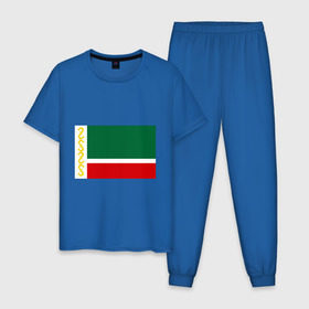 Мужская пижама хлопок с принтом Чечня 95 регион , 100% хлопок | брюки и футболка прямого кроя, без карманов, на брюках мягкая резинка на поясе и по низу штанин
 | 95 | кавказ | регион | флаг | чеченец | чеченский | чеченцы | чечня | чичня