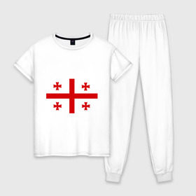 Женская пижама хлопок с принтом Грузия , 100% хлопок | брюки и футболка прямого кроя, без карманов, на брюках мягкая резинка на поясе и по низу штанин | грузии | грузин | грузины | грузия | флаг