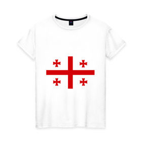Женская футболка хлопок с принтом Грузия , 100% хлопок | прямой крой, круглый вырез горловины, длина до линии бедер, слегка спущенное плечо | грузии | грузин | грузины | грузия | флаг