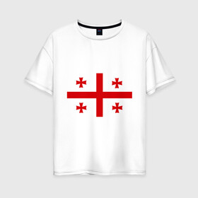 Женская футболка хлопок Oversize с принтом Грузия , 100% хлопок | свободный крой, круглый ворот, спущенный рукав, длина до линии бедер
 | грузии | грузин | грузины | грузия | флаг