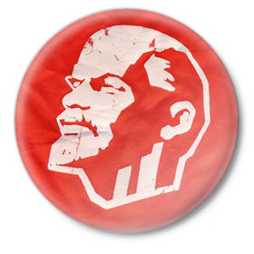 Значок с принтом Ленин ,  металл | круглая форма, металлическая застежка в виде булавки | ленин | революция | социализм | союз | ссср
